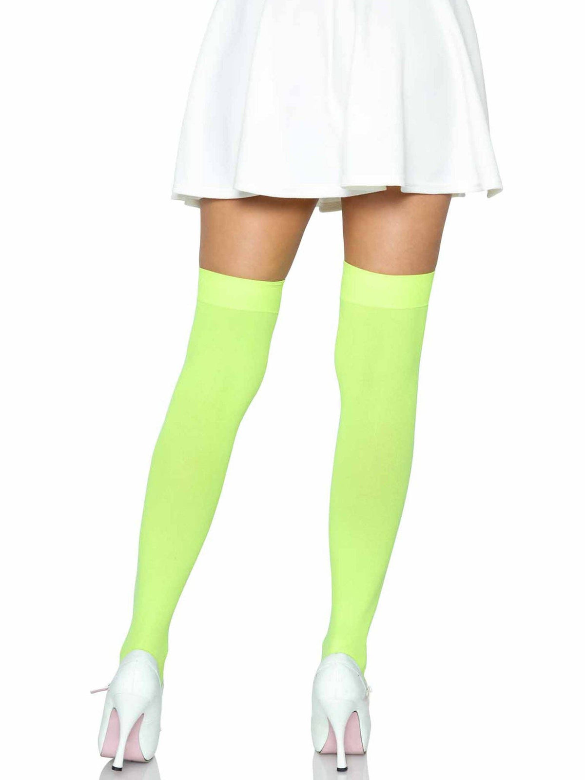 Luna Thigh High Stockings: Neon Green / One Size