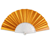 Glitter Orange Small Hand Fan (Clear Handle)