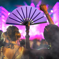 Transparent Glitter Purple X-Large Hand Fan