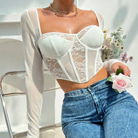 Long Sleeve Mesh Lace Top