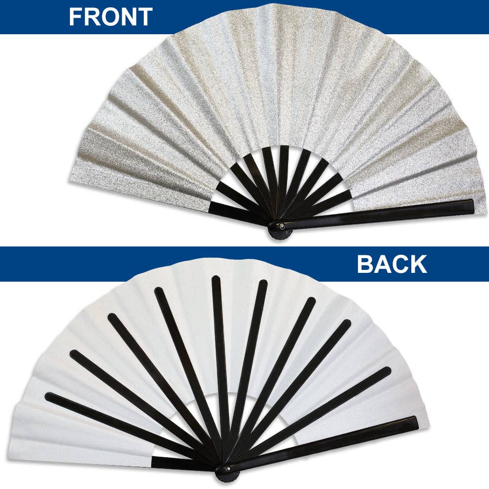 Glitter Silver X-Large Hand Fan