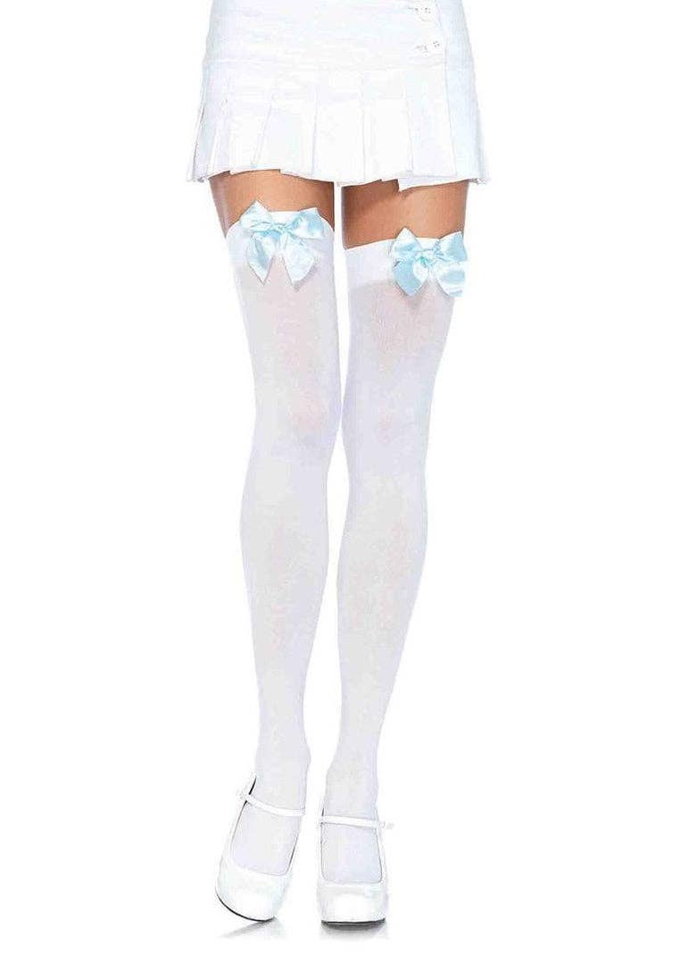 Bow Opaque Thigh High One Size