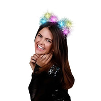 Light Up Tinsel Fluffy Cat Ears Headband
