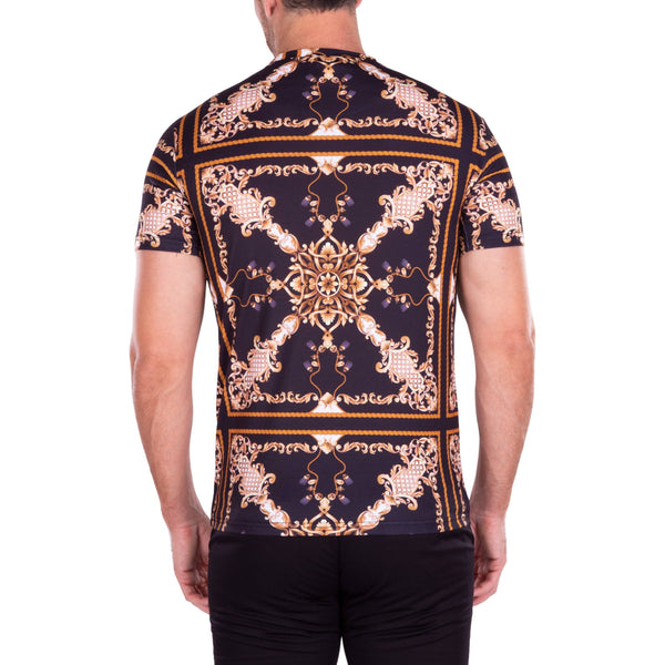 Men’s Black Abstract Pattern T-Shirt