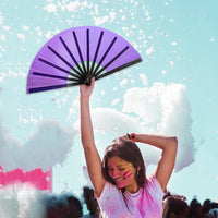 Transparent Glitter Purple X-Large Hand Fan