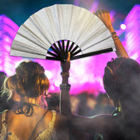Glitter Silver X-Large Hand Fan