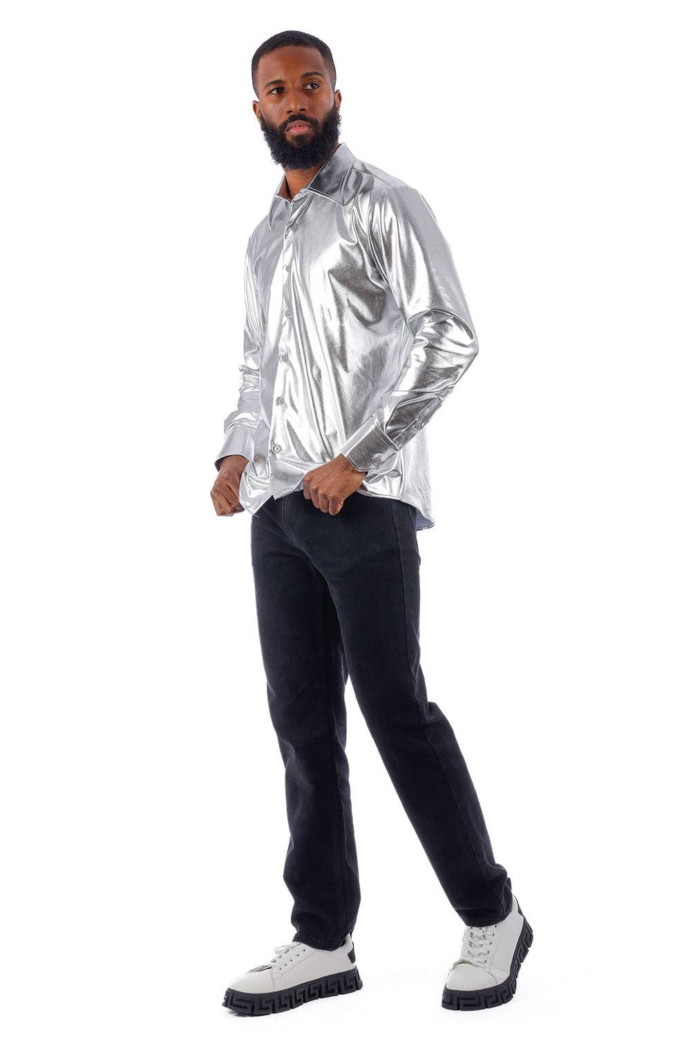 Men's Metallic Silver Shirt