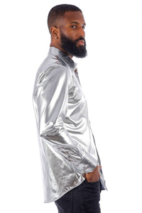 Men's Metallic Silver Shirt
