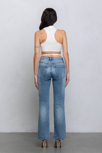 Crop jersey cut out tank top w/ clasp tie detail