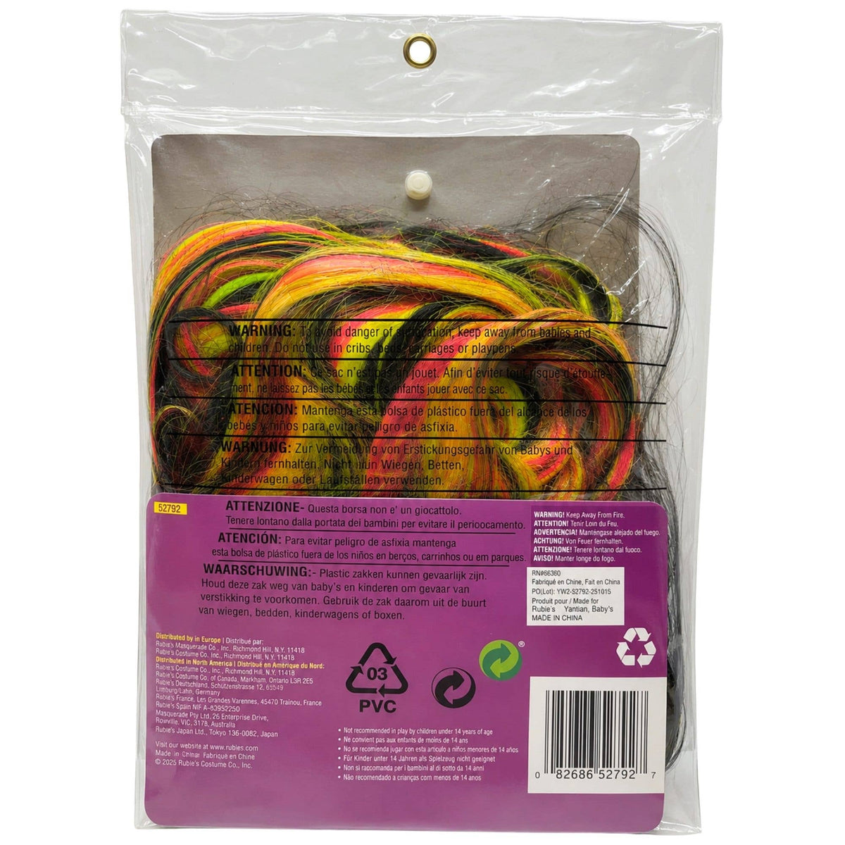 Multi-Color Streaked Costume Wig
