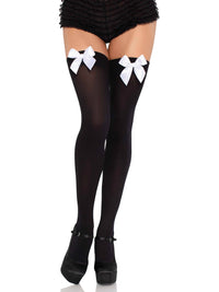 Bow Opaque Thigh High One Size