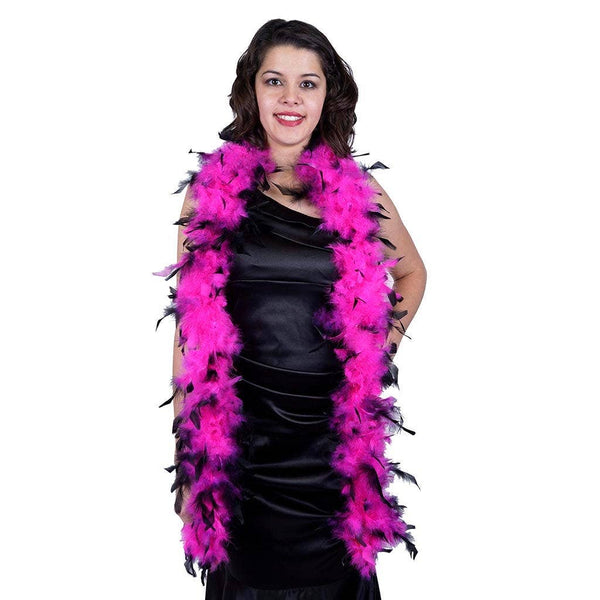 Chandelle Boa - Lightweight - Tipped - Shocking Pink/Black - 2 yards (6 ft)