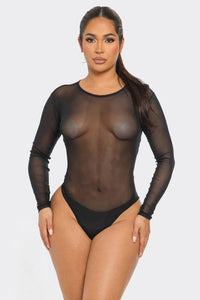 Mesh Bodysuit See Through Long Sleeve