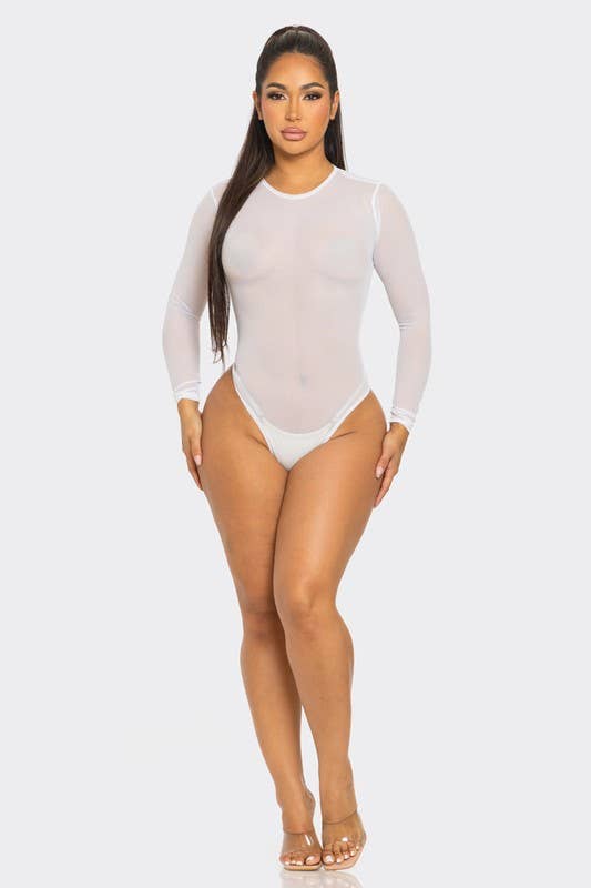 Mesh Bodysuit See Through Long Sleeve