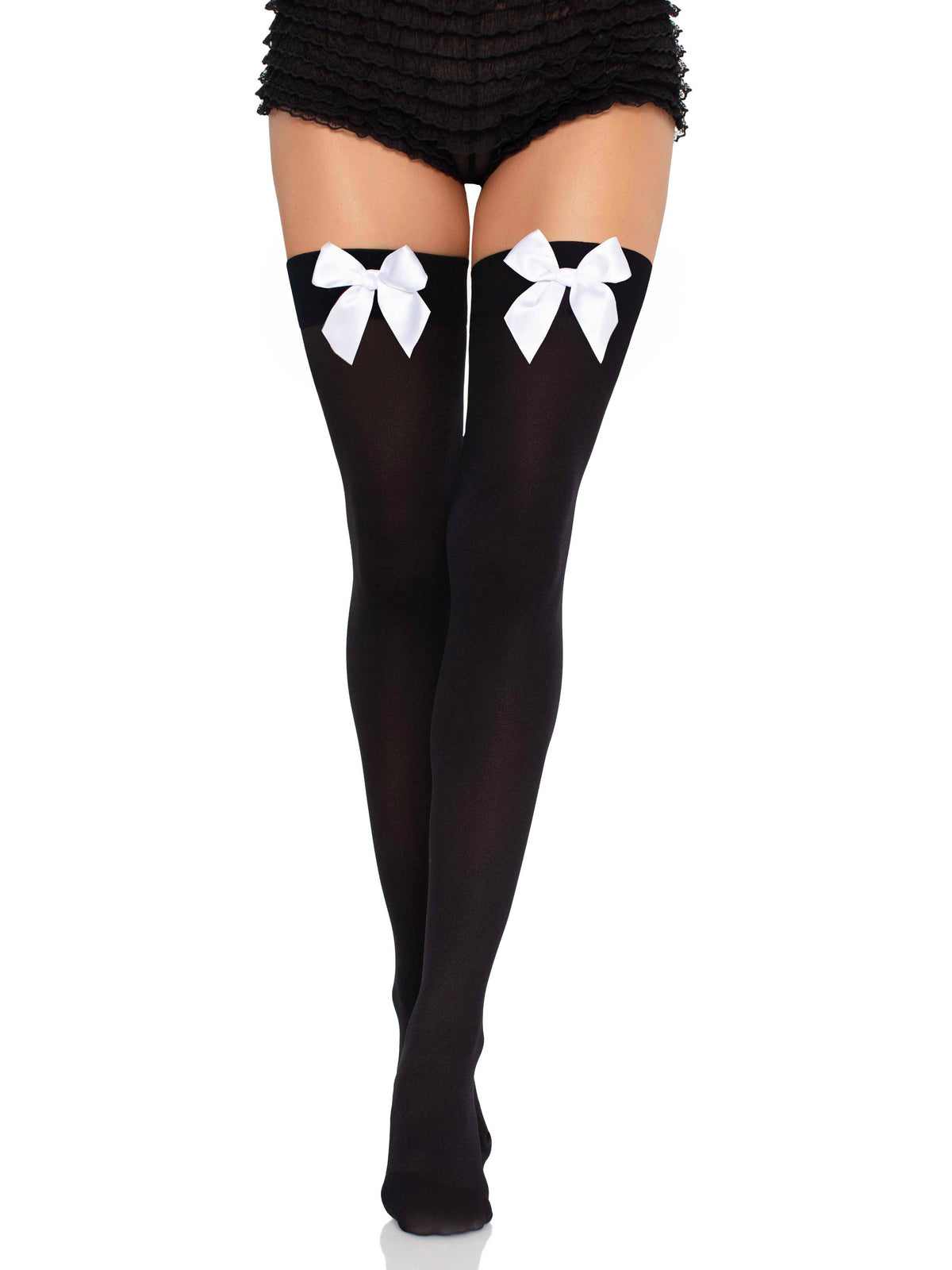 Bow Opaque Thigh High One Size