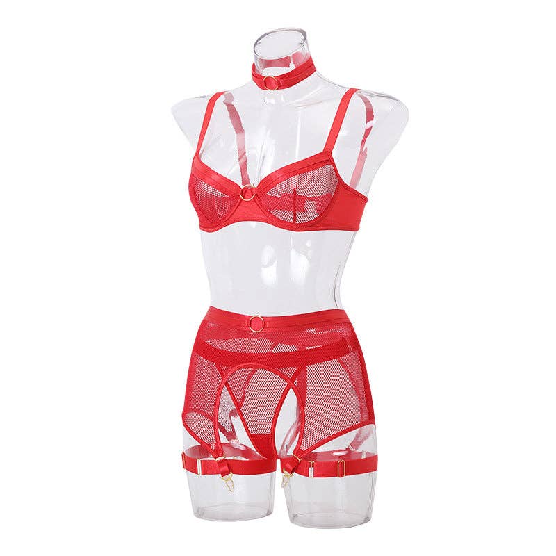 See Through Set with Garter Shorts