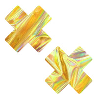 Golden Goddess Holographic Gold Mirror X Nipple Cover Pasties