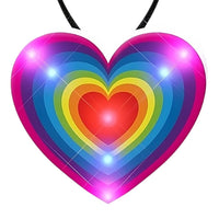 Flashing Retro Love Rainbow Heart Pendant Necklace