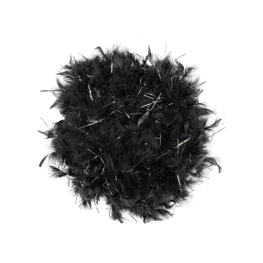 Chandelle Feather Boa - Medium Weight - Black/Silver Lurex