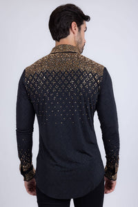Men's Rhinestones Geometric Long Sleeve Shirts
