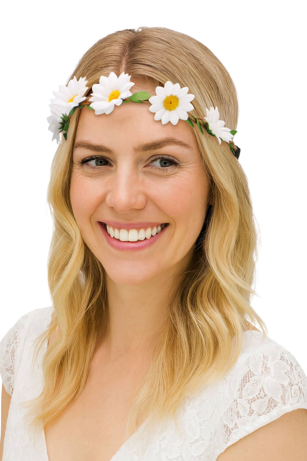 Artificial Daisy Floral Crown Elastic Headband