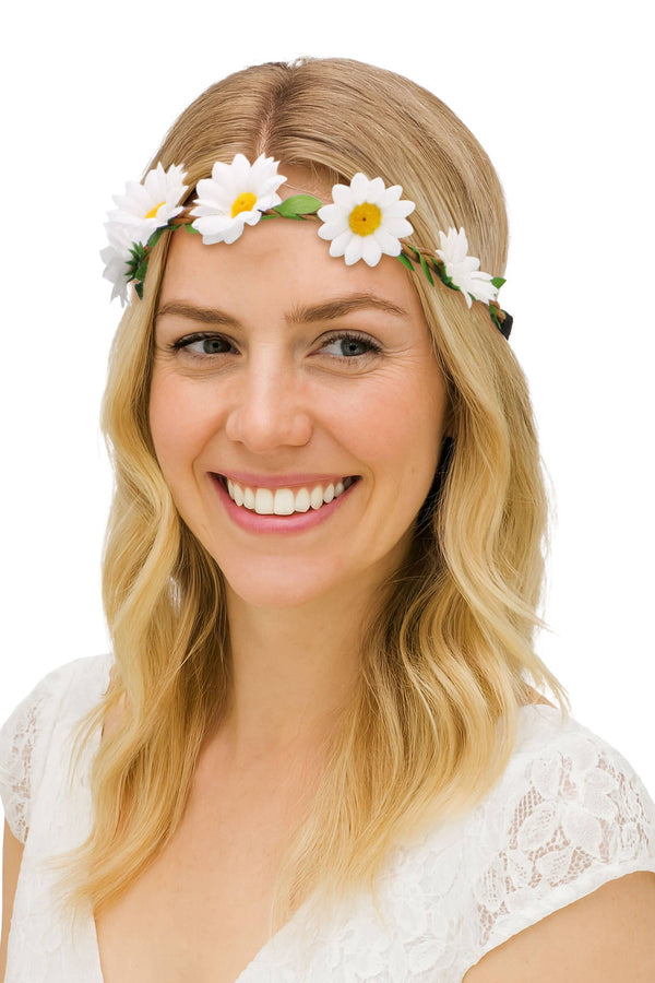 Artificial Daisy Floral Crown Elastic Headband