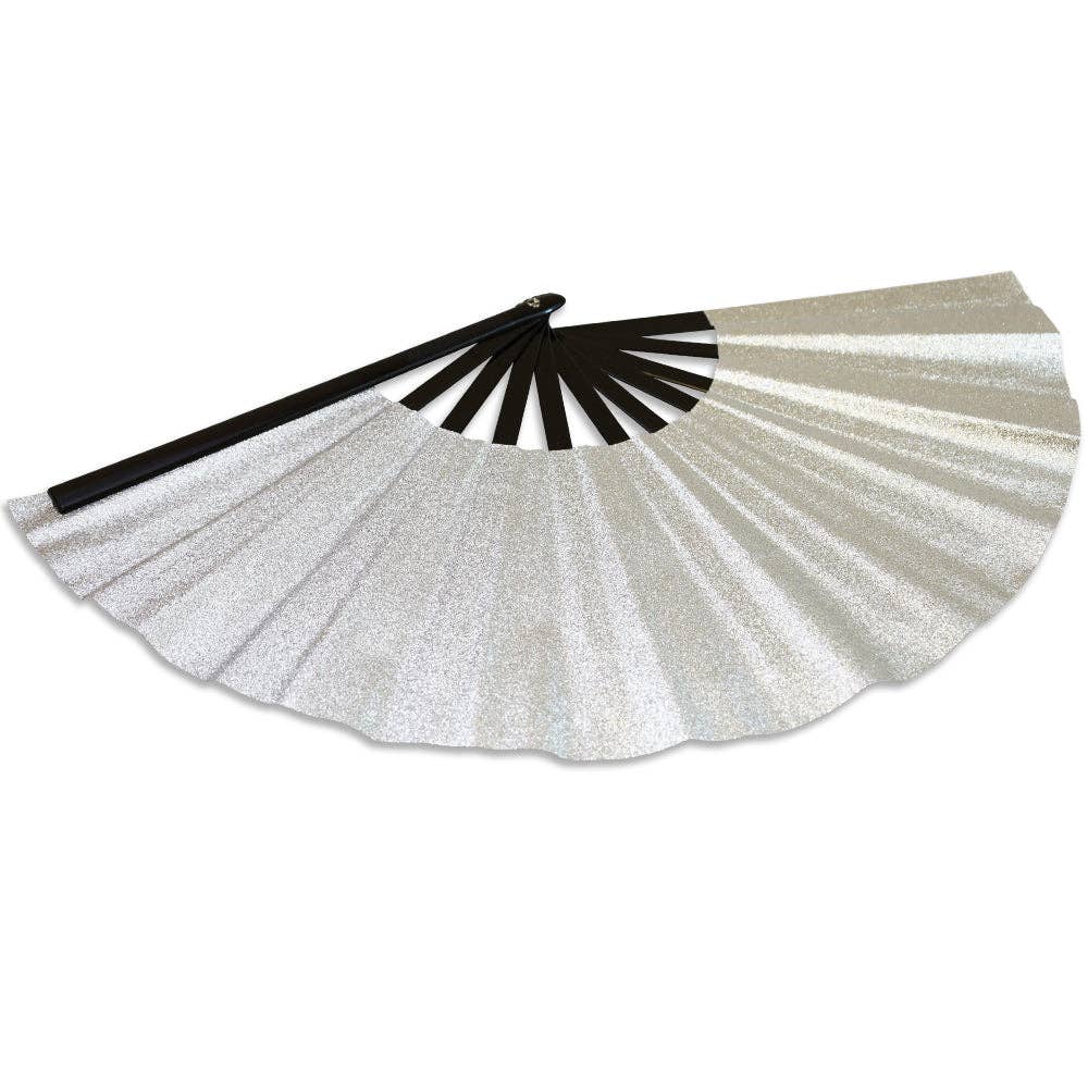 Glitter Silver X-Large Hand Fan