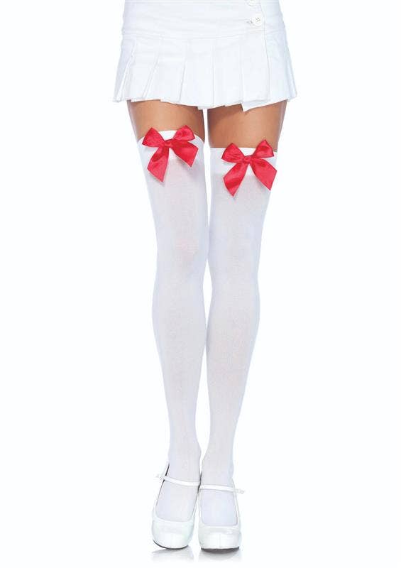 Bow Opaque Thigh High One Size