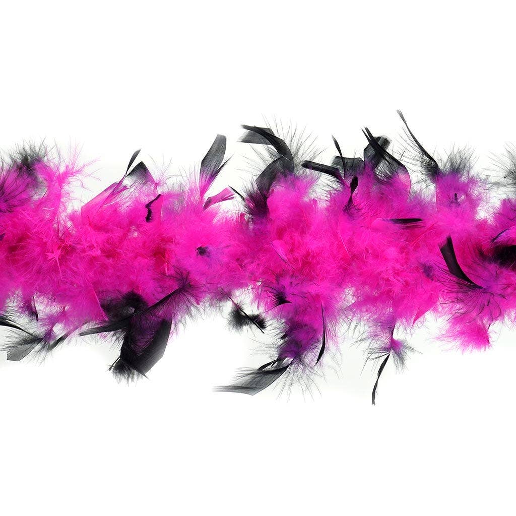 Chandelle Boa - Lightweight - Tipped - Shocking Pink/Black - 2 yards (6 ft)