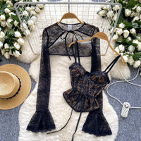Black Lace Sleeves and Bustier Top