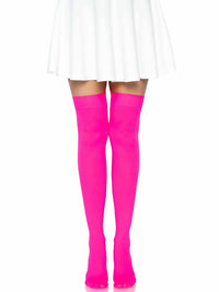 Luna Thigh High Stockings: Neon Green / One Size