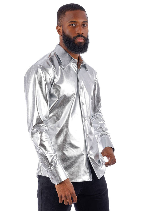 Men's Metallic Silver Shirt
