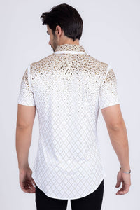 Men's Rhinestone Stretch Short Sleeve Shirt
