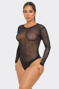 Mesh Bodysuit See Through Long Sleeve