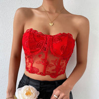 Rose Lace Strapless Bustier