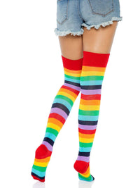 Cherry Rainbow Thigh High Socks