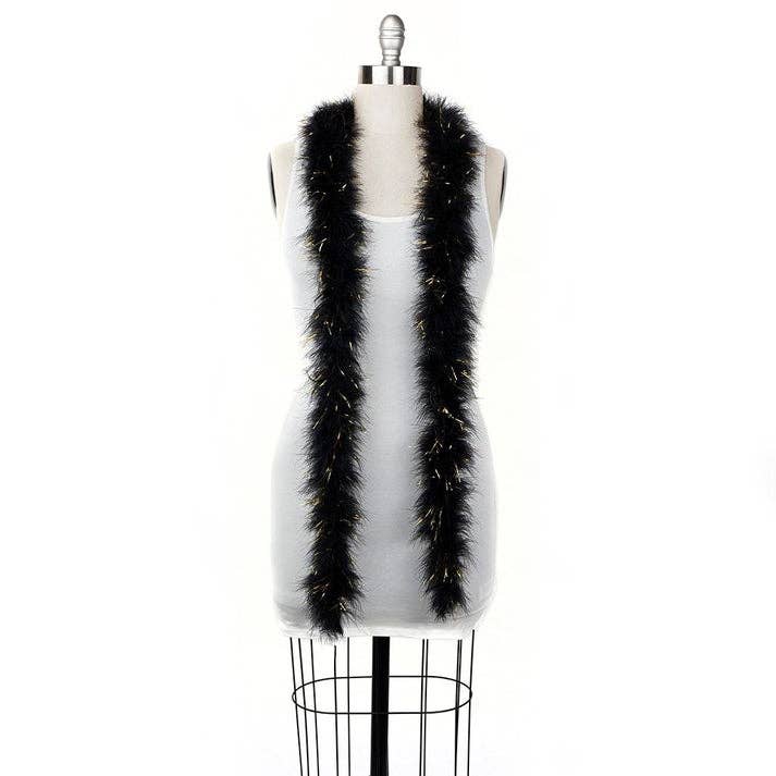 Full Marabou Feather Boa with Lurex - Black/Gold Lurex