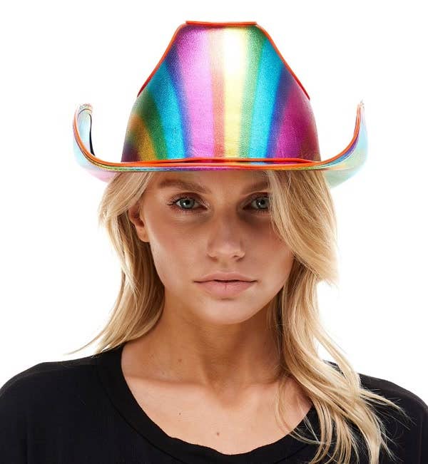 Rainbow Metallic Cowboy Hat