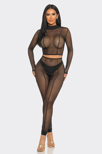 sheer mesh see-through long pants or tops