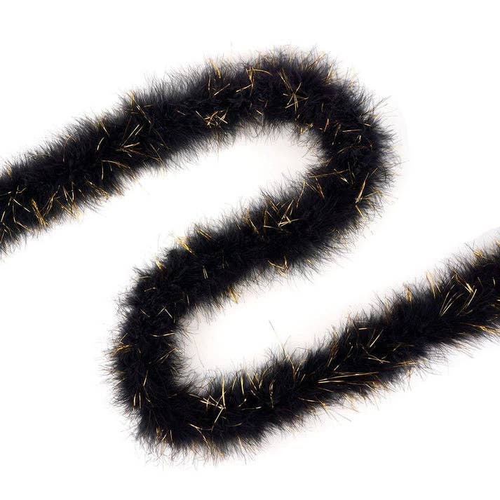 Full Marabou Feather Boa with Lurex - Black/Gold Lurex