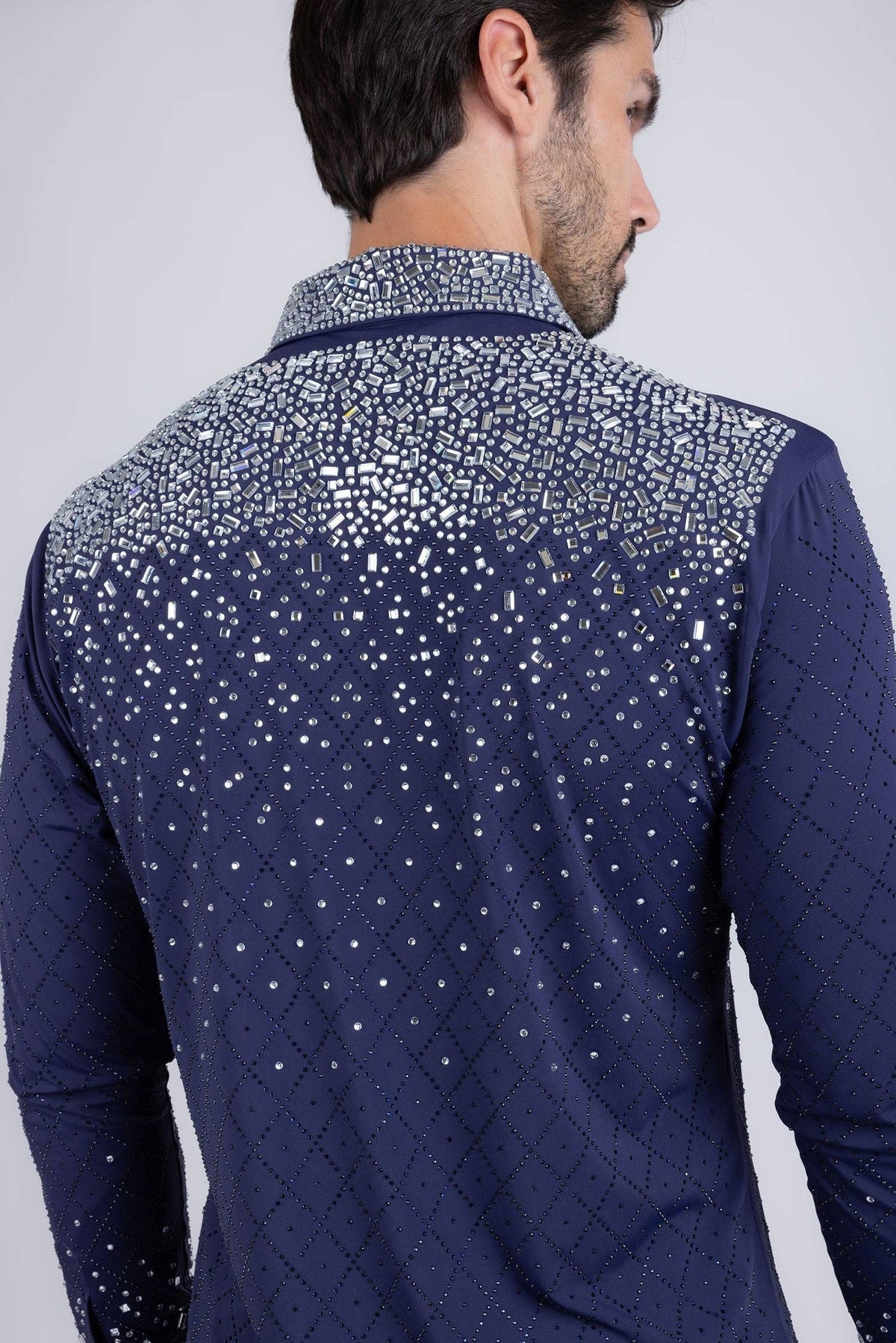 Men's Rhinestones Geometric Long Sleeve Shirts