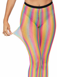 Tay Rainbow Striped Fishnet Tights