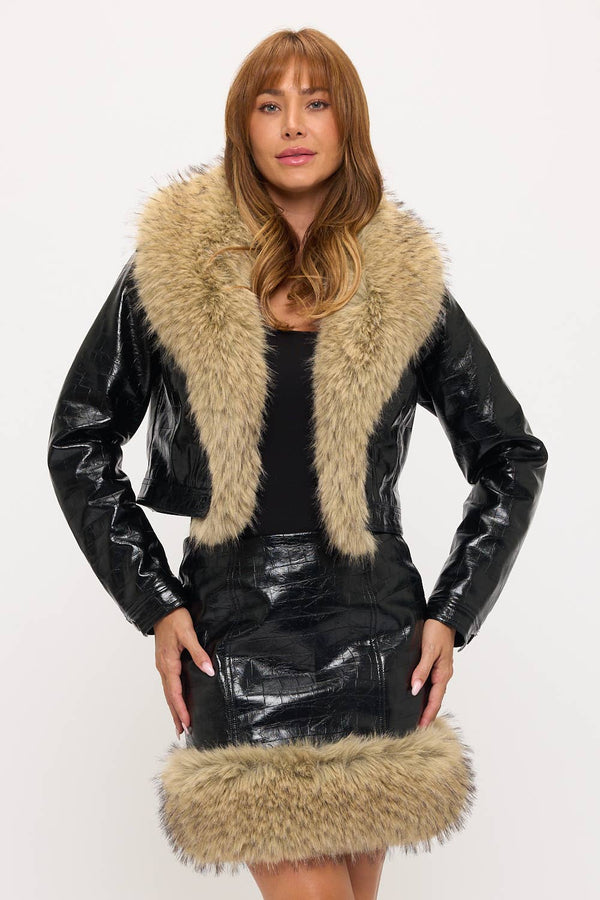 Croc Skirt & Jacket Set