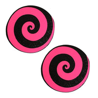 Neon Pink Starburst Blacklight Spiral Nipple Cover Pasties