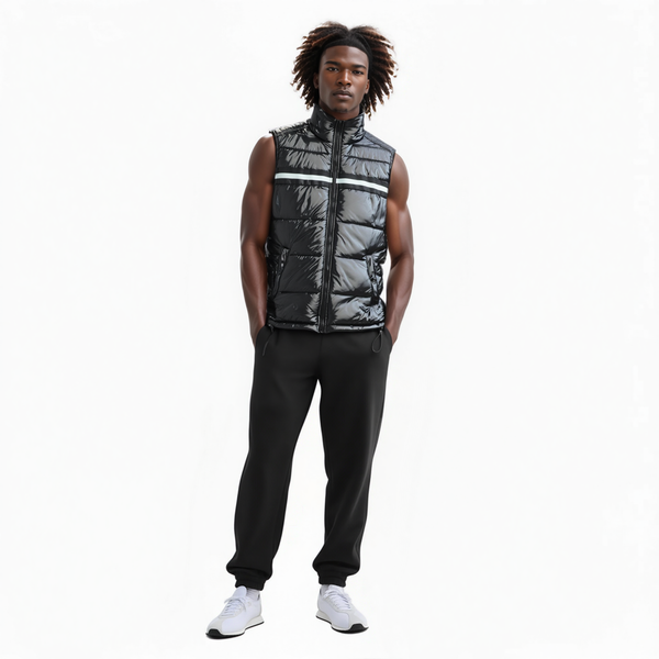 Konus Men's Zip-Up Puffer Vest In Black