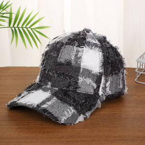 Frayed Plaid Baseball Cap