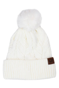 Coil Chevron Knitted Fleece Lined Beanie