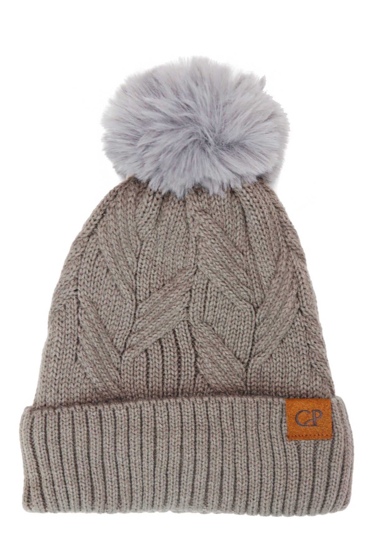 Coil Chevron Knitted Fleece Lined Beanie