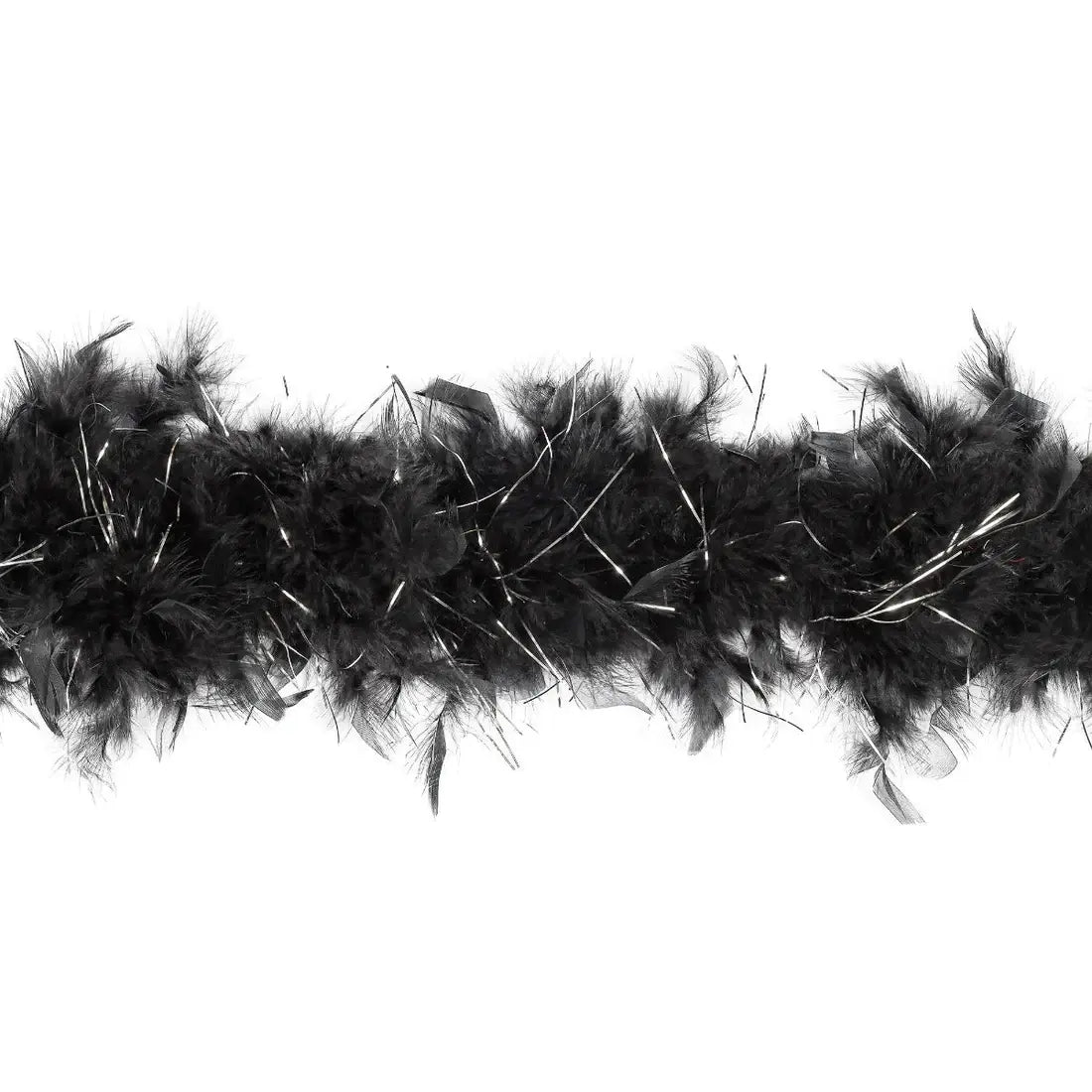Chandelle Feather Boa - Medium Weight - Black/Silver Lurex