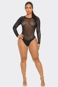 Mesh Bodysuit See Through Long Sleeve